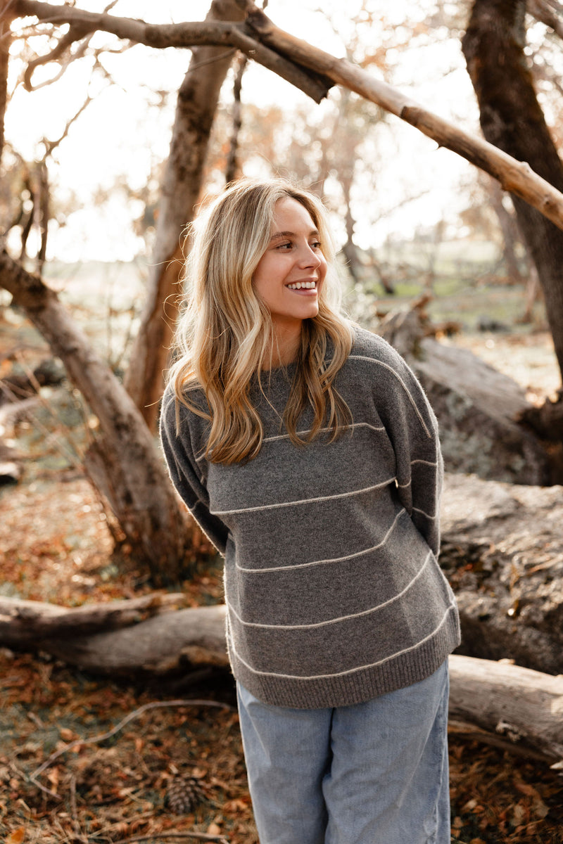 Grey Striped Sweater