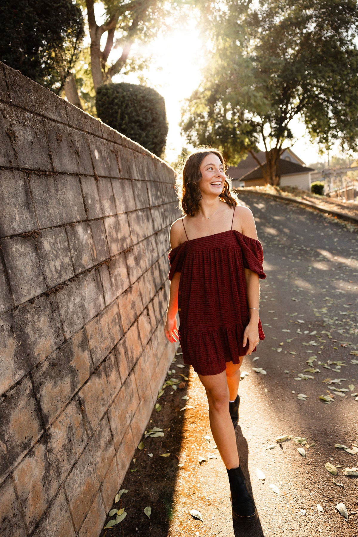 Maroon Tiered Mini Dress