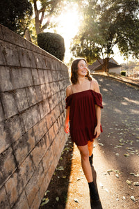 Maroon Tiered Mini Dress