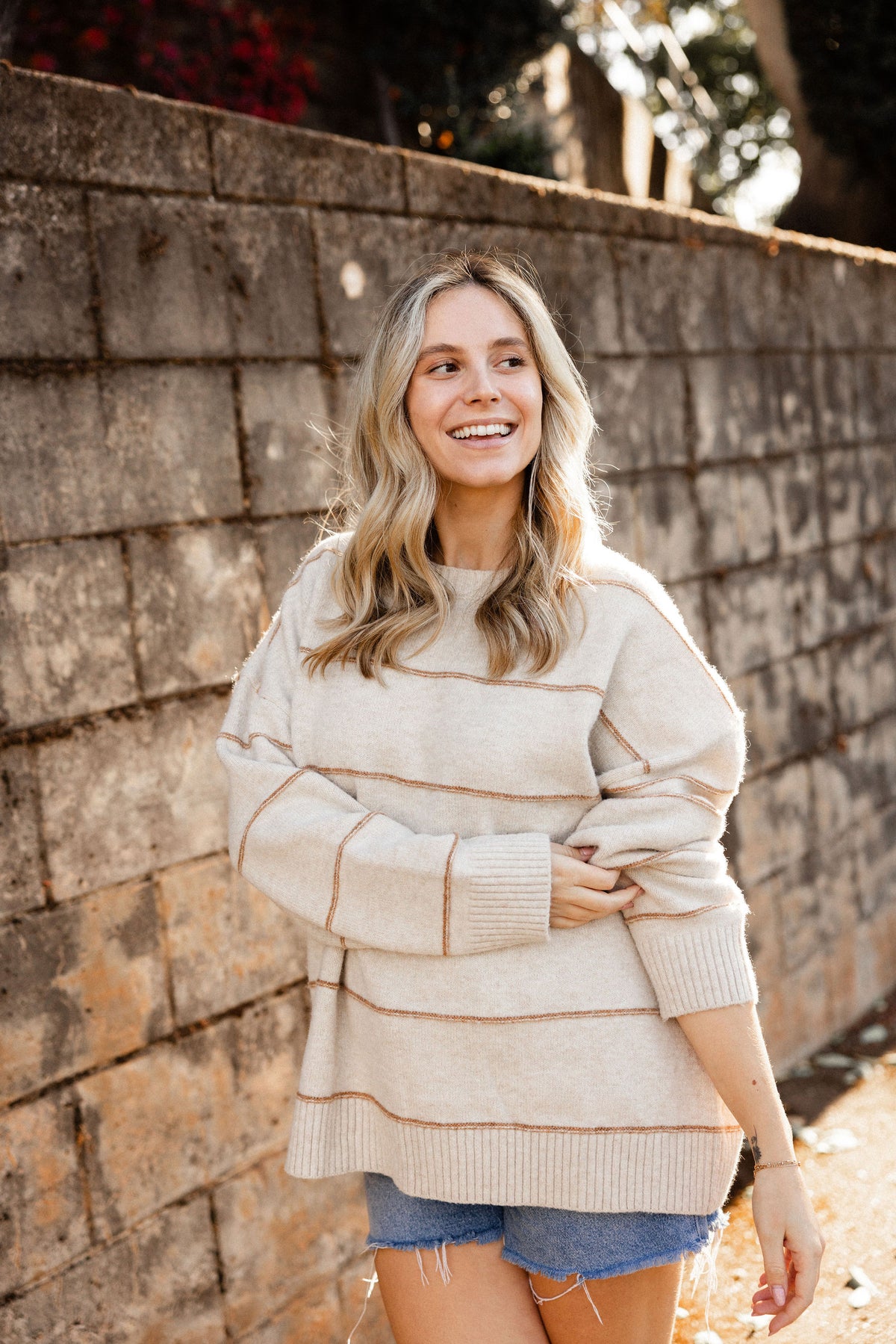 Taupe Striped Sweater