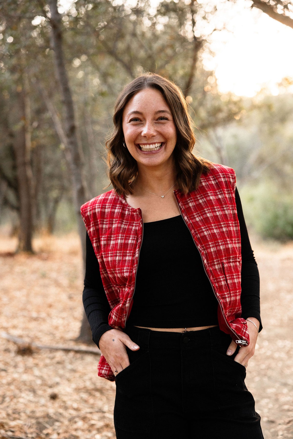 Red Plaid Quilted Vest