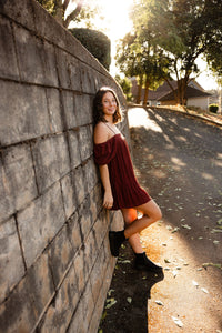 Maroon Tiered Mini Dress