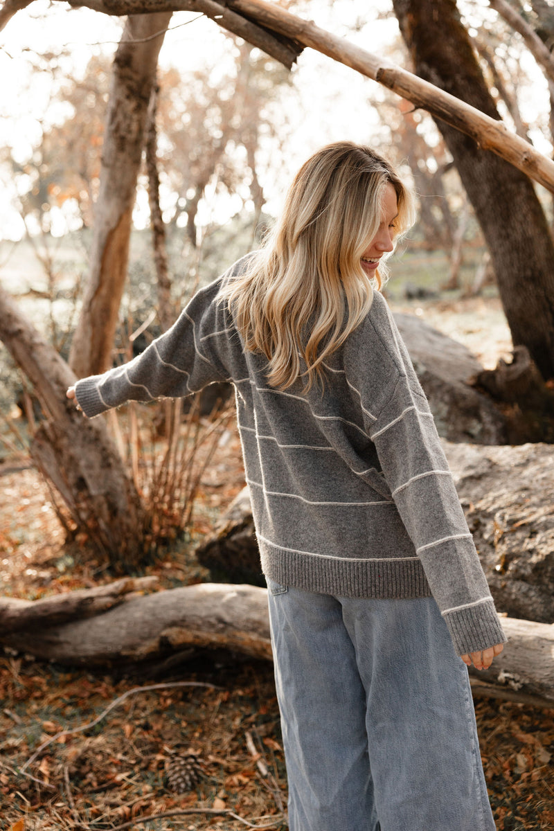 Grey Striped Sweater