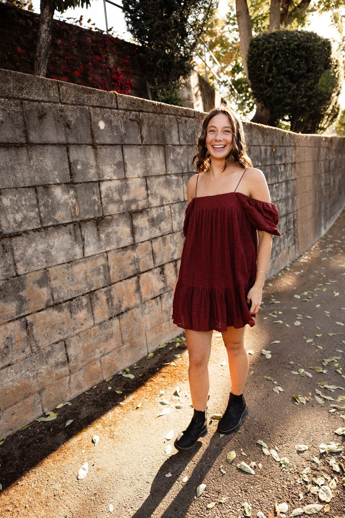 Maroon Tiered Mini Dress