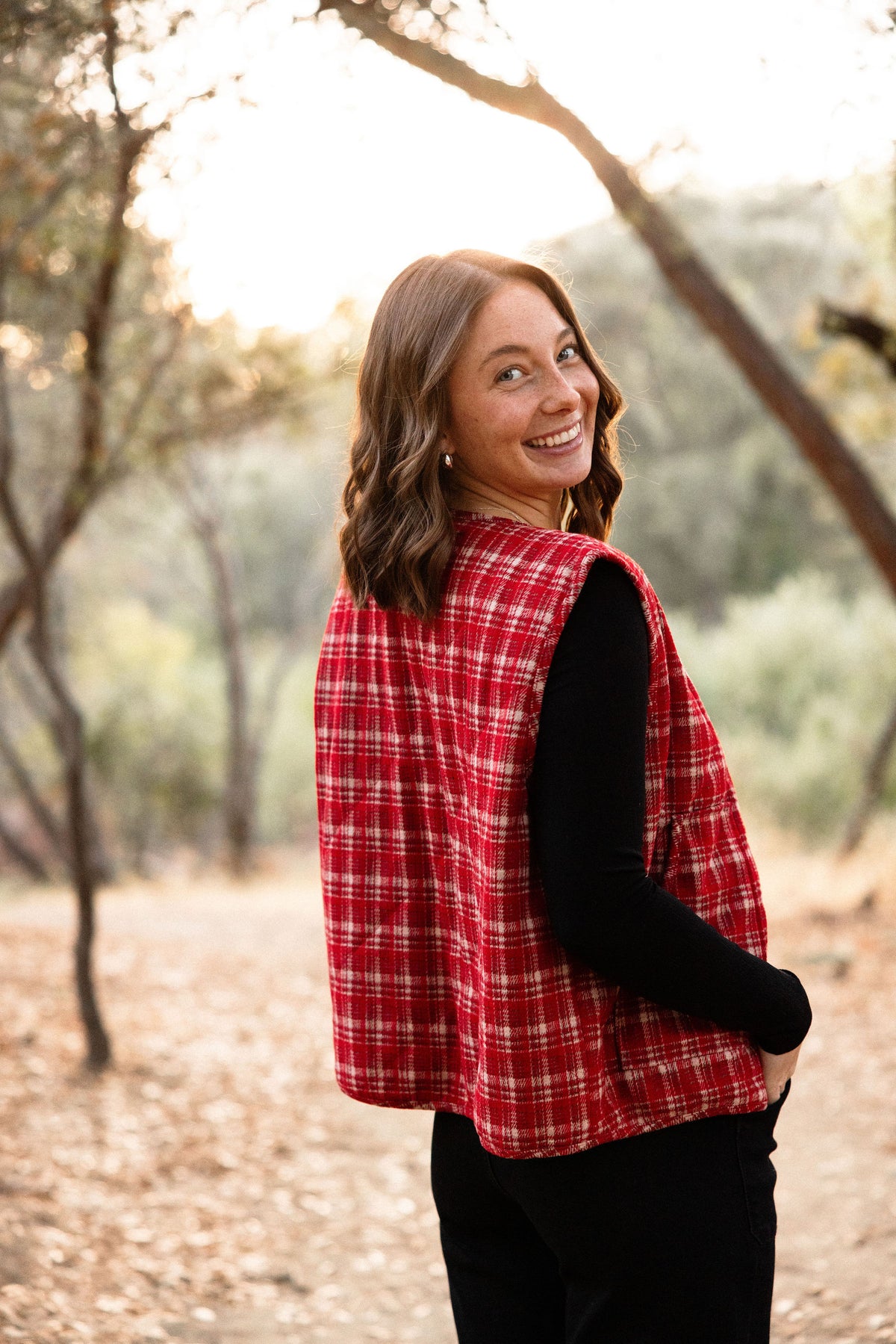 Red Plaid Quilted Vest