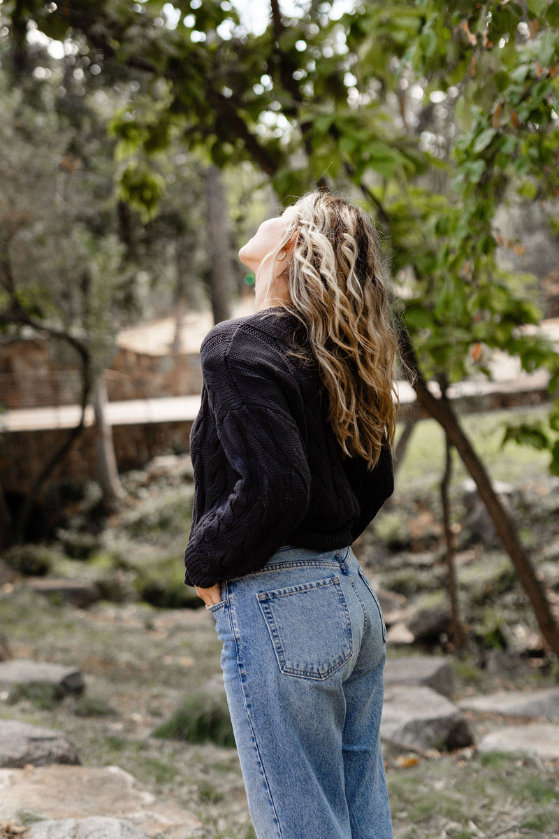 Navy Cable Knit Cardigan