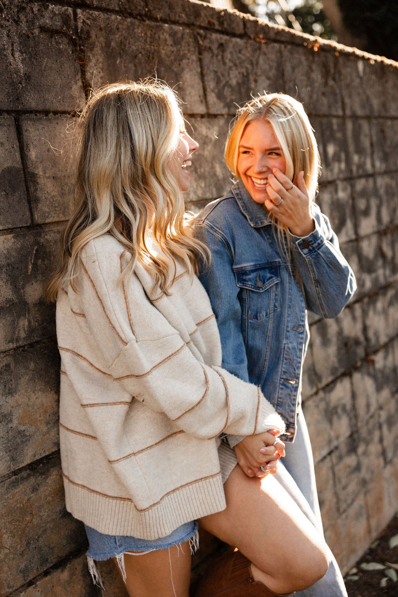 Taupe Striped Sweater