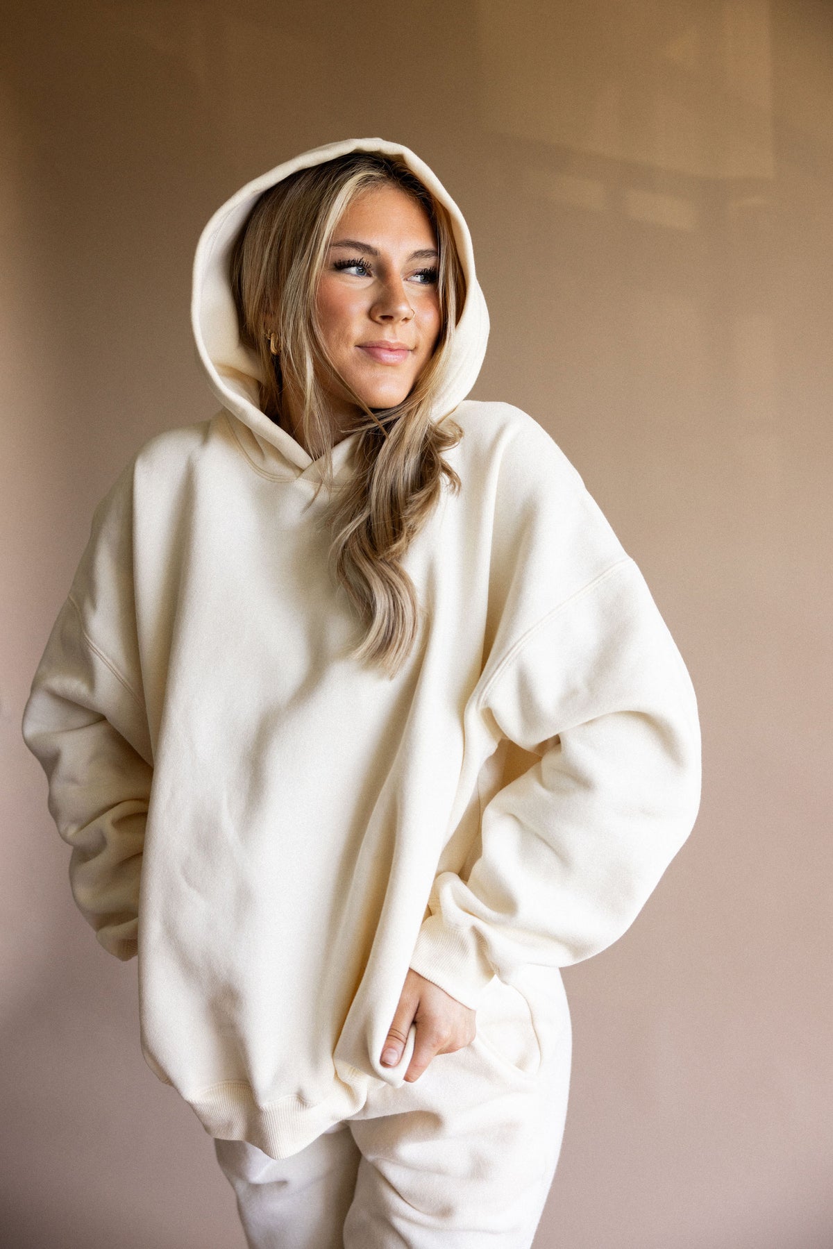 Cozy Fleece Oversized Hoodie Cream