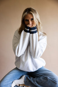 Grey Preppy Crew Sweatshirt