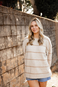 Taupe Striped Sweater