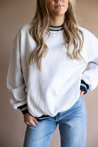 Grey Preppy Crew Sweatshirt