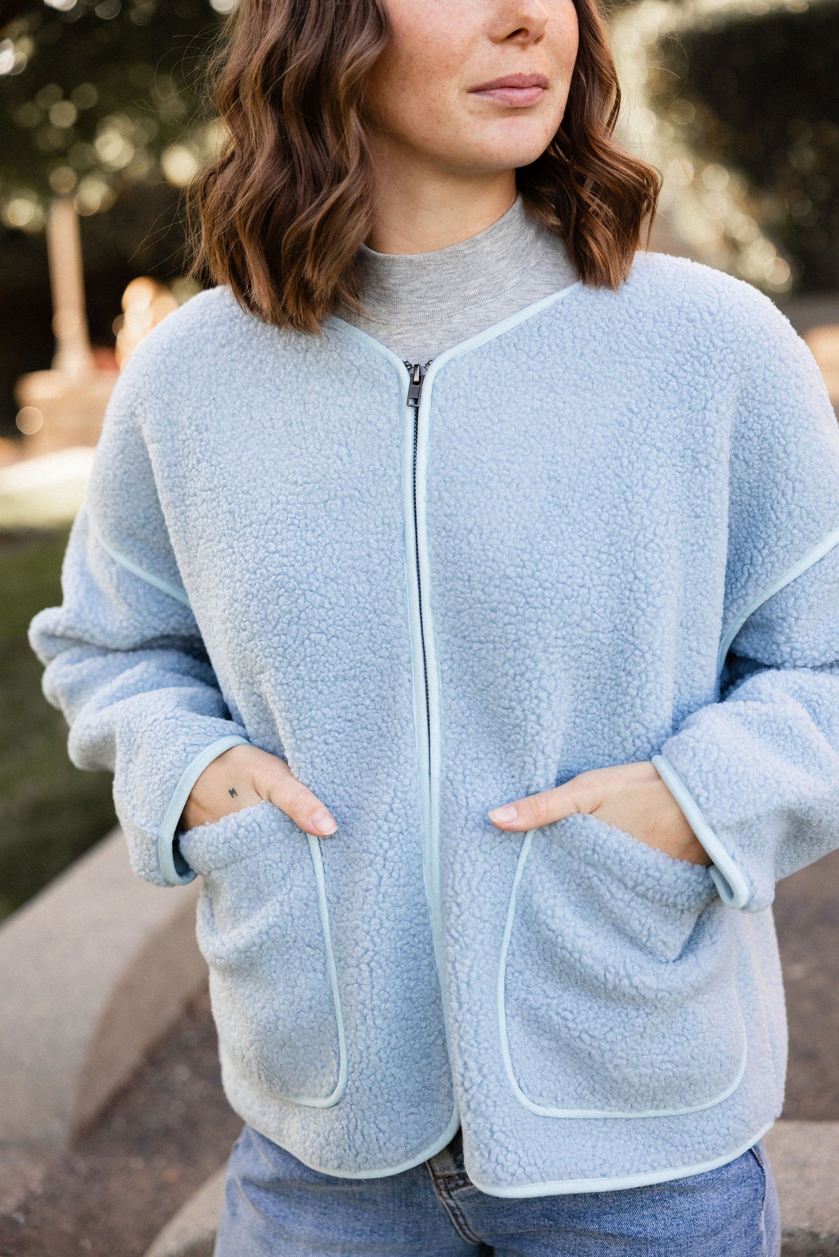 Baby Blue Sherpa Jacket