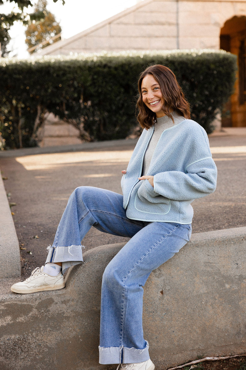 Baby Blue Sherpa Jacket