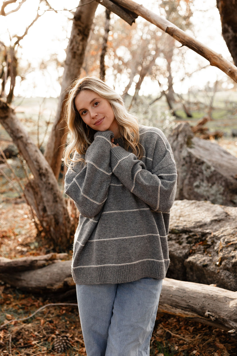 Grey Striped Sweater