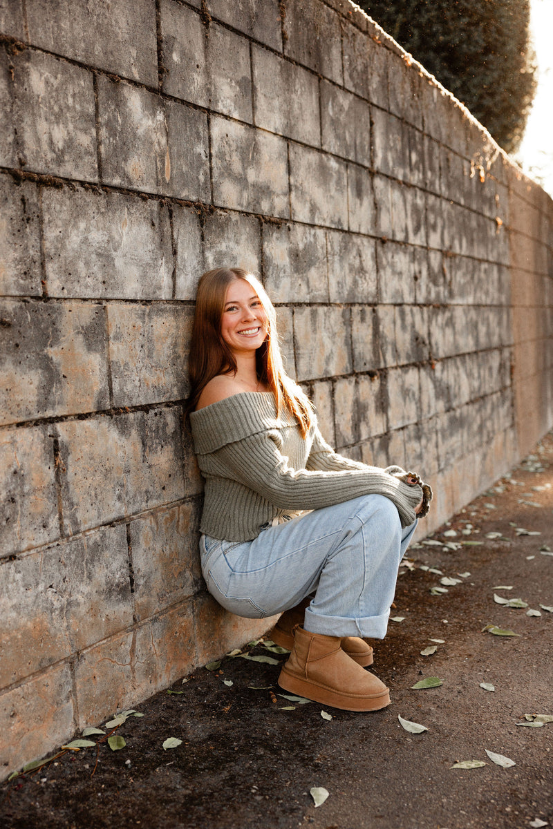 Olive Off The Shoulder Sweater