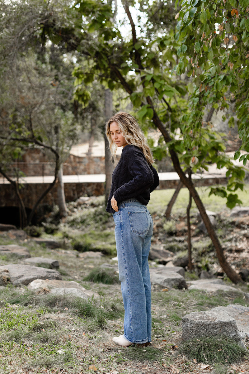 Navy Cable Knit Cardigan